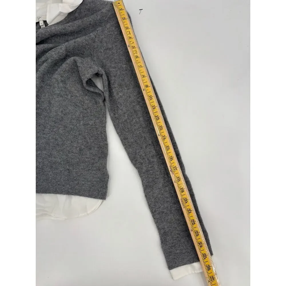 Joie Rika Sweater Womens Medium Gray White Wool Cashmere Collared Pullover Knit